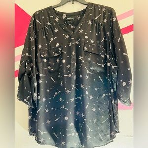 Harry Potter Star & Wand Black Georgette Harper Blouse